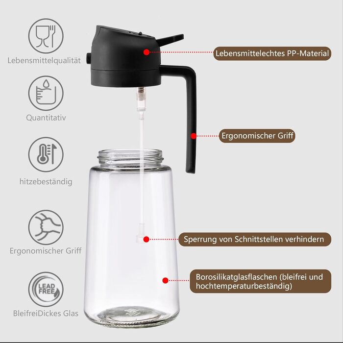 Дозатор та розпилювач олії 470 мл 2-в-1, чорний SWEET VIEW