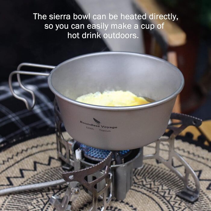 Титанова миска 520 мл Чаша Sierra Bowl Кемпінгова кружка з кришкою та ручкою для підвішування Відкритий горщик Похідна портативна чашка Посуд Легкий туристичний посуд Набір для приготування їжі Ti1098T (350 мл 520 мл Ti1099t)