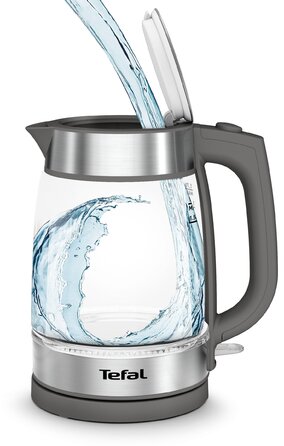 Tefal Електрочайник Glass Kettle, 1,7л, скло, сірий