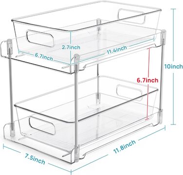 Багатофункціональний органайзер для кухонних шаф Vtopmart, органайзер для кухонних шаф із 2 упаковок, двошаровий базовий органайзер для мийки, кухні, ванної кімнати, шафки