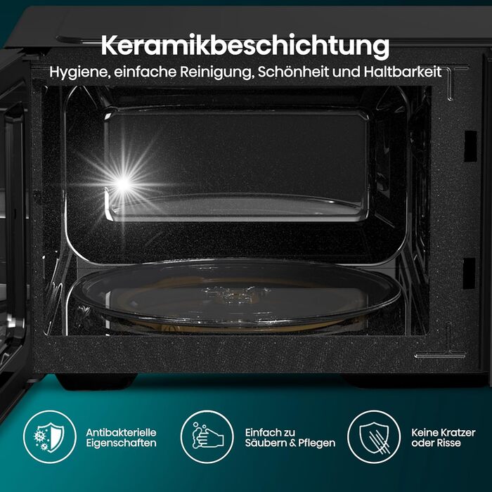 Мікрохвильова піч Hisense H20MOBP1HI / 20 л / 700 Вт / InverterTech / Керамічне покриття / Преміальне скло / Виготовлено на замовлення, багатофазне приготування / Функція розморожування / 5 рівнів потужності / Блокування від дітей / Чорна 20 л Аналогове к