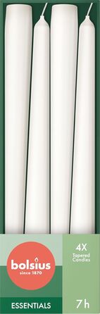 Набір з 32 конічних свічок 2,4 x 24,5 см, білий Essentials Bolsius