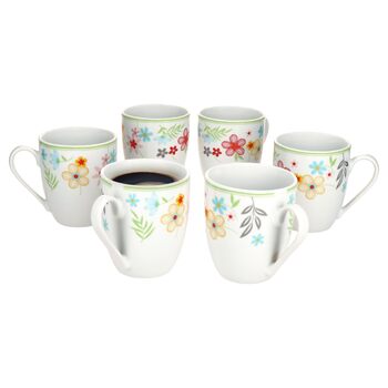 Набір із 6 тарілок для торта MamboCat Variant Floral Барвисті порцелянові тарілки для сніданку на 6 осіб Барвисті маленькі тарілки для салату, десерту та інших страв на сніданок, обід, каву та вечерю (кавові кружки)