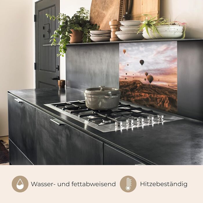 Кухонний фартух 60x80 см Самоклеючий захисний екран для кухні Кухонний фартух Кухонні фасади Кухонні фартухи Кухонна стіна Вода - Пейзаж - (Пейзаж - Повітряна куля, 80 x 80 см)