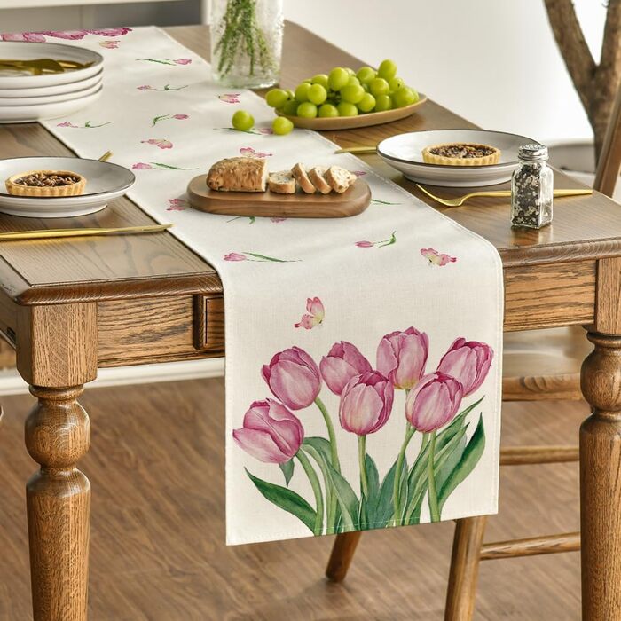 Весняна скатертина на стіл 140 х 40 см бежевий Artoid Mode