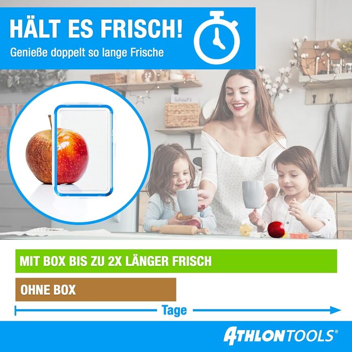 Набір з 4 контейнерів для зберігання продуктів 3 л з кришками ATHLON TOOLS