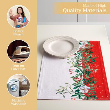 Бавовняні килимки для серветок, набір з 4 шт. , декоративні килимки для серветок, пасхальні килимки, що миються, для свят, вечерь, весни, літа (33 см x 48 см) (076 - Noel), 39Hermine 100