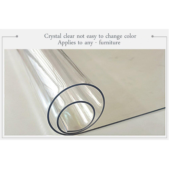 Прозорий захисний чохол для скатертини Ever Fairy, 2,0 мм, ПВХ-килимок для кухні, їдальні, дерев&39яних меблів, захисний чохол (60 x 110 см) (прозорий прямокутний 2 мм, 160 x 80 см (прямокутний))