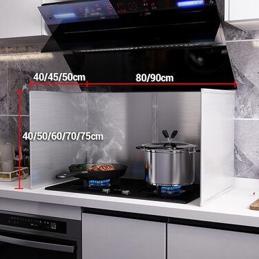 Захист від бризок з нержавіючої сталі для плити, складний настінний захист від бризок для кухні, складний захист від бризок для кухні, практичний для зберігання, для кухонь, варильних поверхонь та посуду (трисекційний, 70*80*50 см)