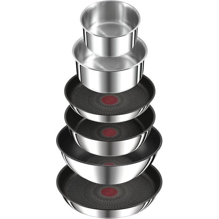 Набір посуду для індукційного приготування Tefal Ingenio Preference On з 15 предметів зі знімною ручкою, що штабелюється, економить місце, з антипригарним покриттям, простий у використанні та чищенні, набір посуду для індукційного приготування L97495 (наб