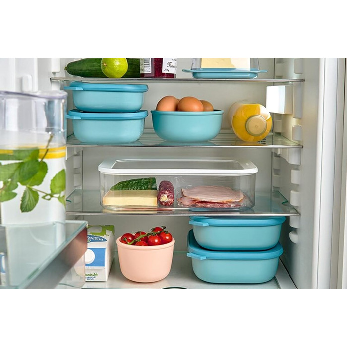 Набор из 3 предметов - Банки для хранения с крышкой - Подходит в качестве ящика для хранения, холодильника, морозильной камеры и посуды для микроволновой печи - 350 мл, 750 мл и 1250 мл - (Old Nordic Blue, маленький)