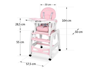 Детский стульчик для кормления 5-в-1 розовый Ricokids