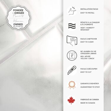 Наклейки для плитки, що самоклеяться - Набір з 5 аркушів 29,36 см x 21,29 см - 3D самоклеючі ПВХ наклейки для плитки та фартуха для кухні, ванної кімнати та стін, кольорова та водонепроникна плитка (білий мармур Carrera)