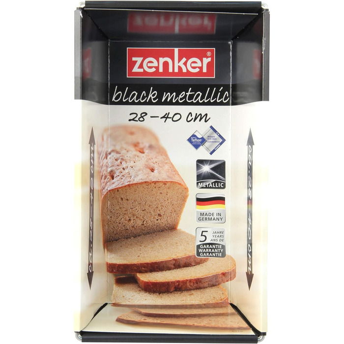 Розсувна форма для хліба (28 - 40 см x 16 см), форма для хліба, для вологого хліба та тістечок, регульована та з покриттям, квадратна форма для королівського торта, чорна, 6518