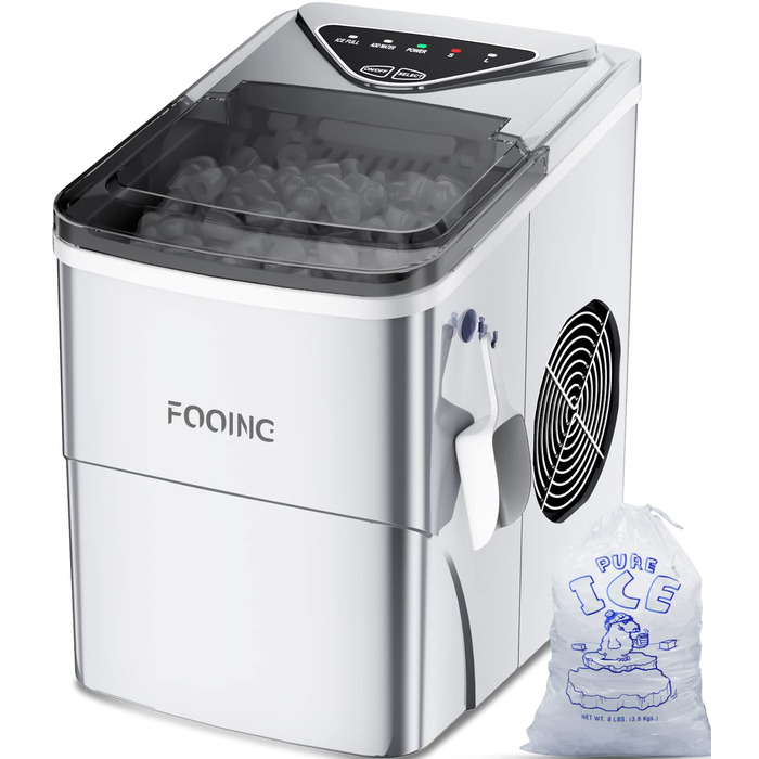 Ледогенератор с самоочисткой 9 кубиков за 6 минут серебряный FOOING