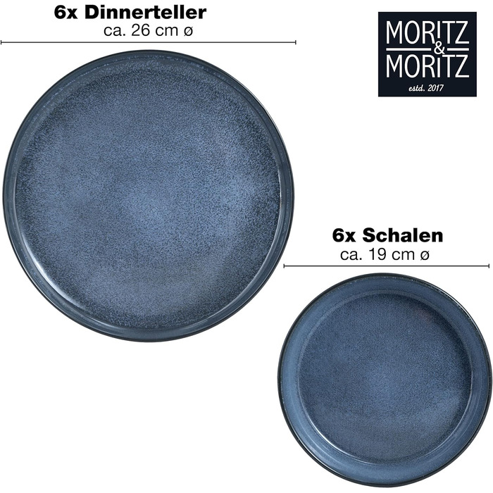 Набір посуду Moritz & Moritz VIDA з 18 предметів 6 осіб Елегантний набір тарілок з високоякісної порцеляни посуд, що складається з 6 обідніх тарілок, 6 десертних тарілок, 6 тарілок для супу (набір посуду з 12 предметів)