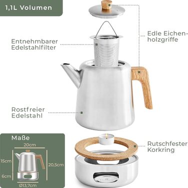 Чайник 1,1 л з підігрівачем WALDWERK