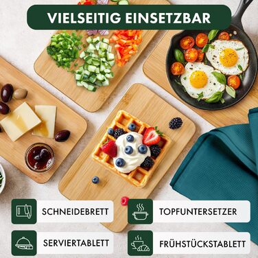 Набір з 6 бамбукових дощок для сніданку Blumtal, 22x14x0,8 см - антибактеріальні дерев&39яні дошки - дошки для сніданку - дошки для перекусу - обробні дошки 22 x 14 см