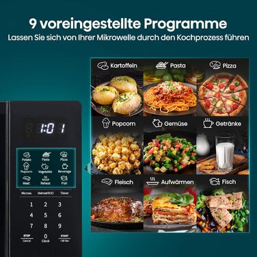 Мікрохвильова піч Hisense H20MOBP1HI / 700 Вт / InverterTech / Керамічне покриття / Преміальне скло / Виготовлена на замовлення, багатофазне приготування / Функція розморожування / 5 рівнів потужності / Блокування від дітей / Чорна (20 л, цифрове керуванн