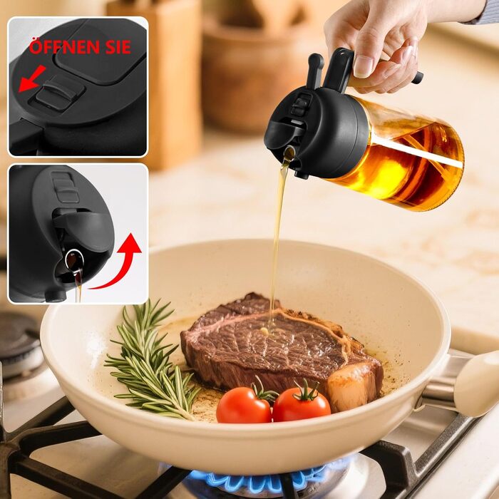 Дозатор та розпилювач олії 470 мл 2-в-1, набір 2 предмети, чорний і білий SWEET VIEW