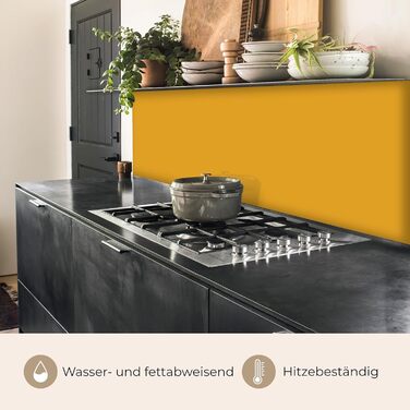 Кухонний фартух 60x250 см, самоклеючий фартух, кухонний фартух, кухонний фасад, самоклеючі кухонні фартухи - Осінь (Охристо-жовтий - Однотонний, 60 x 500 см)