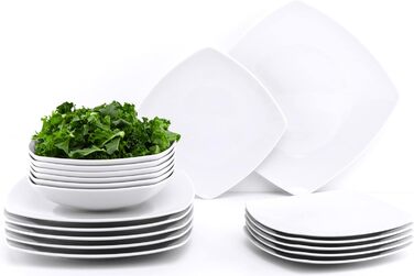 Набор посуды konsimo Combi на 12 персон Набор тарелок CARLINA Modern 36 предметов Столовый сервиз - Сервиз и наборы посуды - Комбинированный сервиз 12 персон - Сервиз для семьи - Посуда Столовая посуда (Столовый сервиз 18 дней, белый)