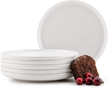 Консимо. Тарелки для завтрака на 6 персон - Набор из 6 тарелок для торта - Керамические десертные тарелки - VICTO Modern Маленькие тарелки - 20 см - (Белый)