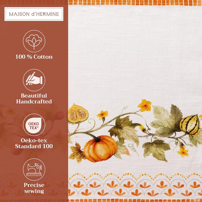 Бавовняні килимки для серветок, набір з 4 шт. , декоративні килимки для серветок, пасхальні килимки, що миються, для свят, вечерь, весни, літа (33 см x 48 см) (20 - Гарбузовий сад - Хмарно-кремовий), 39Hermine 100