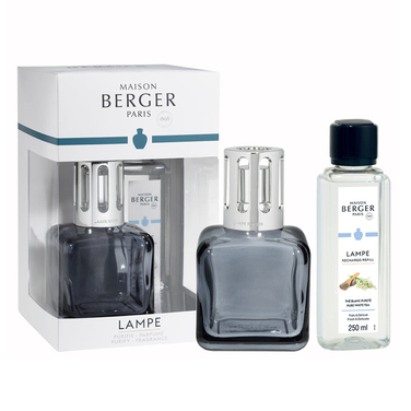 Аромалампа Maison Berger Paris ICE CUBE GREY, 270 мл + Наполнитель с ароматом PURE WHITE TEA, 250 мл