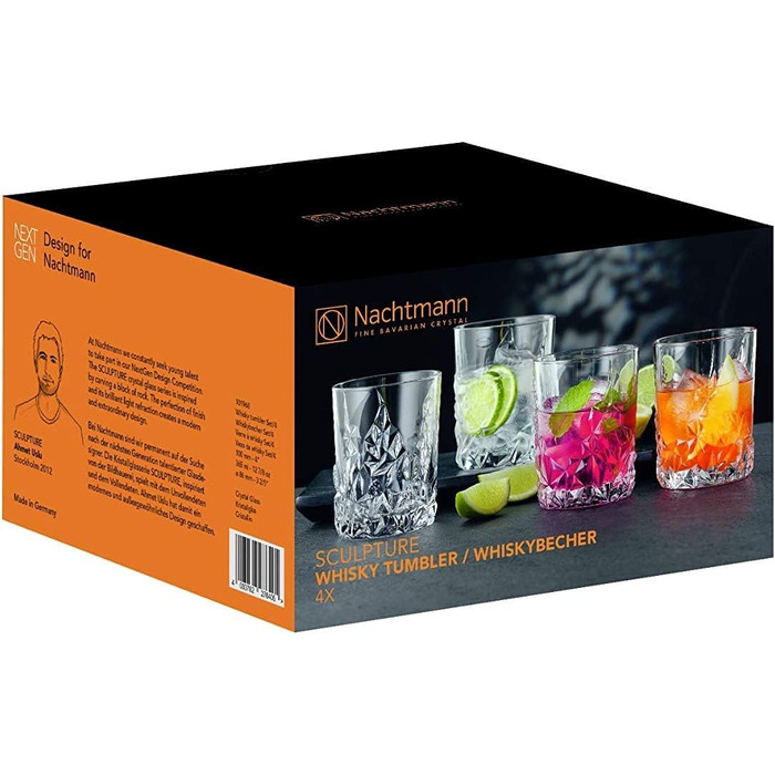 Стекло, 420 CubicCentimeters, кристально прозрачный (чашка для виски, набор из 4 шт.), 101967 Sculpture Long Drink Set