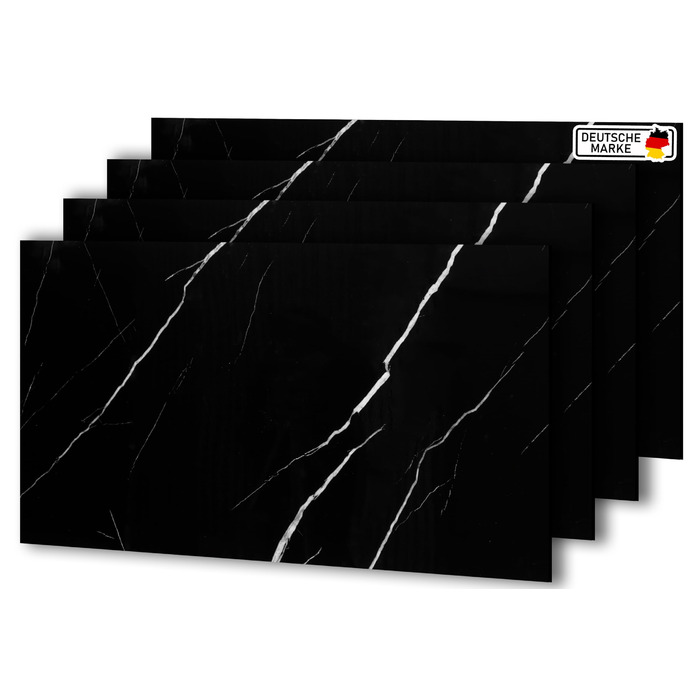 Стінові панелі AS Country Stone під мармур 60x120 см ПВХ-облицювання стіни з пластикових панелей для кухні, ванної кімнати тощо Панель кухонного фартуха (4 шт., чорний колір)