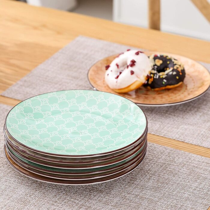 Тарілка десертна порцелянова vancasso, 12 шт. Тарілка для торта кольорова, Ø 21,5 см Тарілка плоска для сніданку (Тюльпан, десертна тарілка 12 шт.)