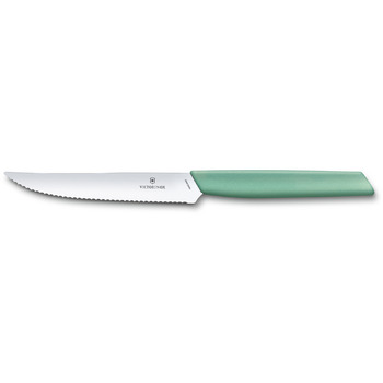 Кухонний ніж Victorinox Swiss Modern Steak&Pizza 12см хвил. з мятн. ручкою