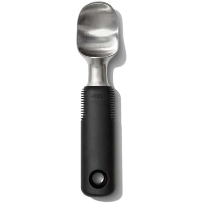 Ергономічна ложка для морозива OXO Good Grips з ежектором нержавіюча сталь 11,7 x 26,7 см, курок (вигнута, чорна)