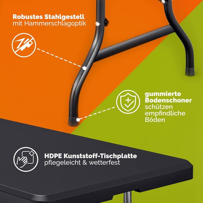 Садовий стіл 183x76 см антрацитовий Casaria