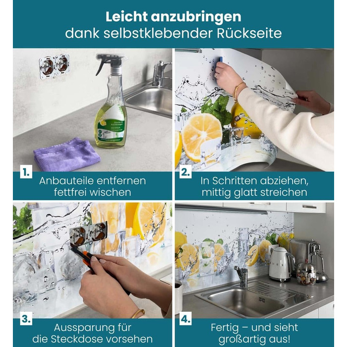 Самоклеящийся кухонный фартук матовый 180 х 60 см MyMaxxi