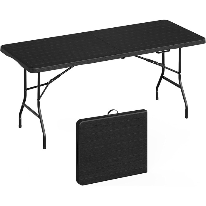 Складаний стіл для кемпінгу 180 х 74 х 74 см чорний WOLTU