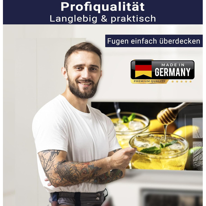 Фартух для плити timalo, настінна раковина, кухонний фартух, скляний вигляд Акрилове скло 2 мм Скляний фартух, акрилові скляні кухонні панелі, захисна панель для фартуха Мармурове біле золото (60x52 см, 97- Лимонад)