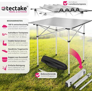 Кемпинговый стол 70 x 70 x 70 см tectake