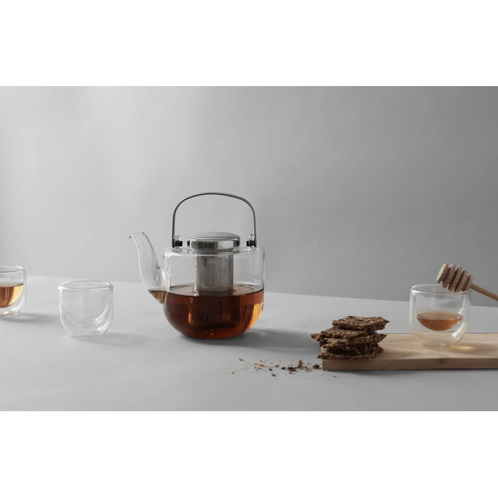 Чайник VIVA Scandinavia з ситечком, скляний чайник з термостійким ситечком для чаю, скляний горщик для чайних свічок з підігрівачем, без чайного пакетика підходить для розсипного чаю, 1,3 літра (0,65 л)