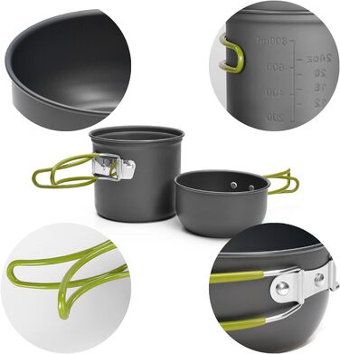 Набор посуды для кемпинга из 9 предметов, мини-кемпинговая печь Odoland
