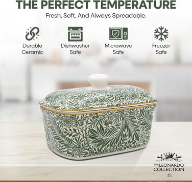 Маслянка з кришкою, китайська кераміка, з гарними акварельними мотивами, дизайн від галереї Дженніфер Роуз для Busy Bees (Delphinium)