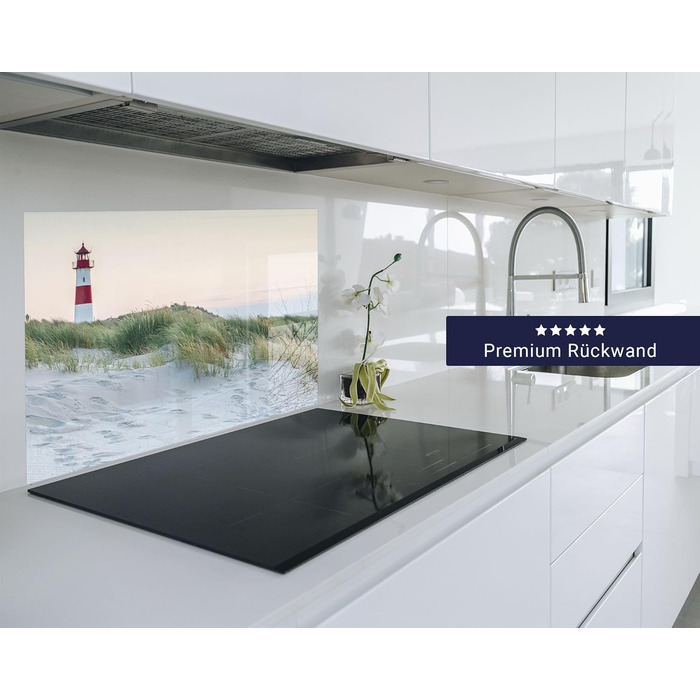 Кухонний фартух timalo зі скляним виглядом Північне море, очерет, захід сонця, океан, солома 2 мм акрилове скло Бризокості для плити, кухонний скляний фартух, акрилові скляні стінові панелі, захисна панель для фартуха (60 x 40 см, 300- Маяк)