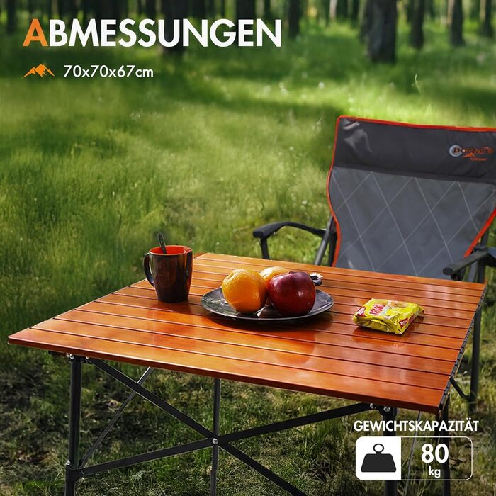 Складной походный стол для кемпинга коричневый Portal