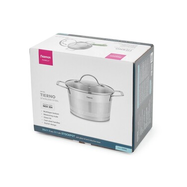 Каструля Fissman TIERNO 20x11,5 см / 3,1л зі скляною кришкою нержавіюча сталь (5495)