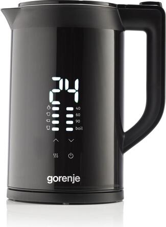 Gorenje Электрочайник 1.7л, двойные стенки, LED дисплей, Strix контроль, черный