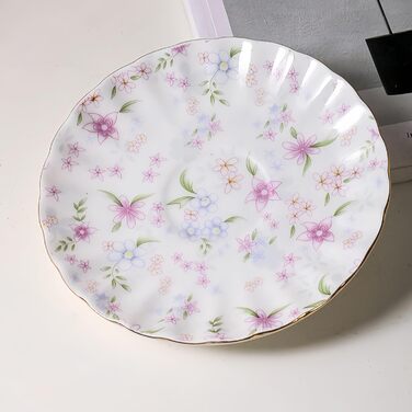 Чашка з блюдцем та вінтажним квітковим візерунком від Fanquare, чашка з кістяного фарфору для еспресо, капучино та кави, з блюдцем та ложкою, подарунок для вечірки (фіолетовий)