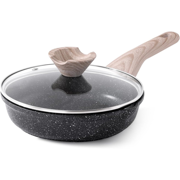 Сковорода 20 см зі скляною кришкою, класичний граніт Kordisen