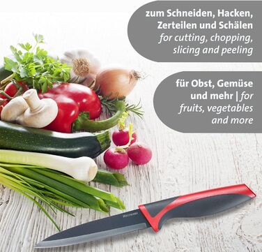 Набор ножей Westmark 5 шт., 1 большая разделочная доска и 4 ножа, разделочная доска 37 x 25,5 см, нож шеф-повара/нож для хлеба 20 см каждый, лезвие универсального ножа 12 см, лезвие ножа для очистки овощей 8 см, 145222E6 (2 ножа для очистки овощей)