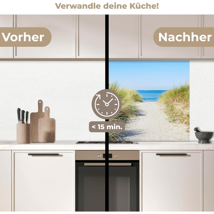 Кухонний фартух 60x80 см Самоклеючий настінний захисний екран для кухні Кухонний фартух Кухонні фасади Кухонні фартухи Кухонна стіна Вода - Пейзаж - (Пляж - Море, 80 x 80 см)